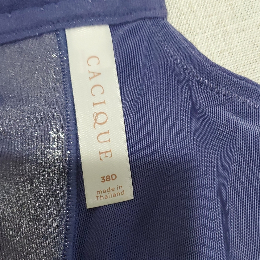 NWOT Cacique Purple Bra with Silver Floral Print - Picture 2 of 3